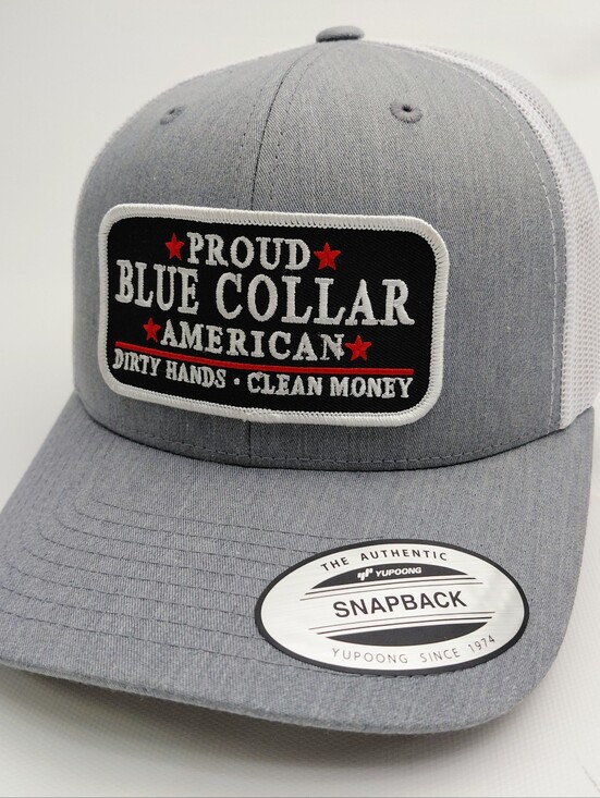 thepatriotspride.com Other - Proud Blue Collar American Patch Hat Yupoong Trucker Mesh Snapback